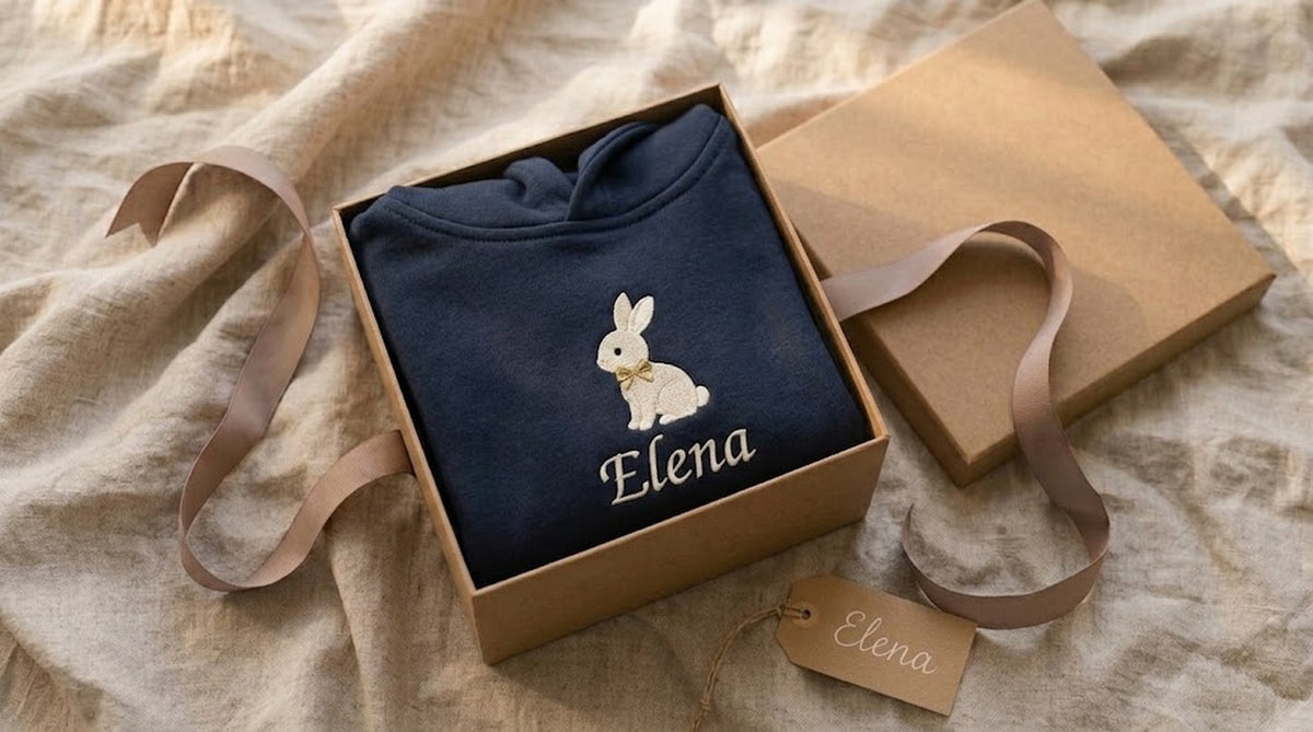 Felpa personalizzata con il nome del bambino – Fiocco
