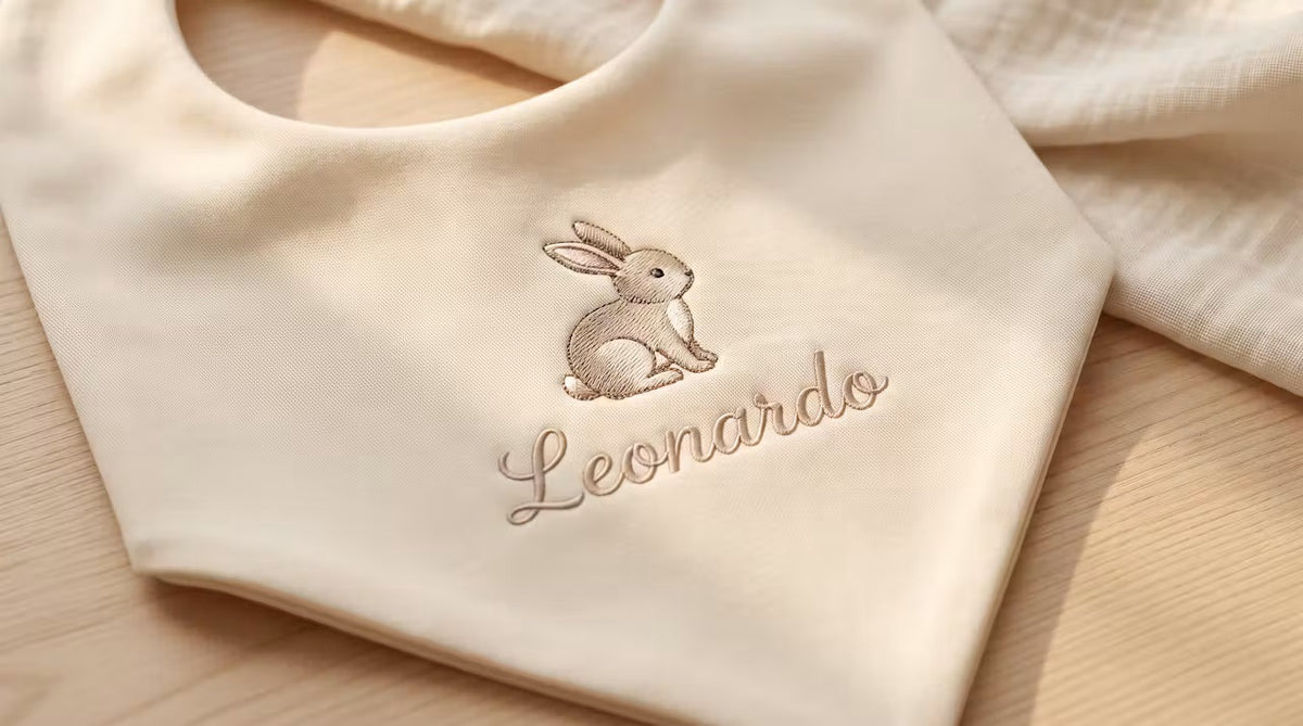 Bavaglino personalizzato con il nome del bambino – Fiocco