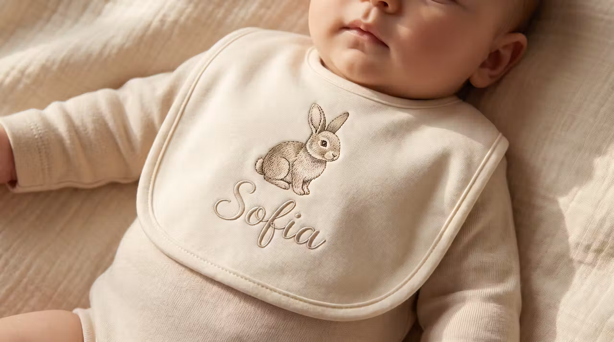 Bavaglino personalizzato con il nome del bambino – Fiocco