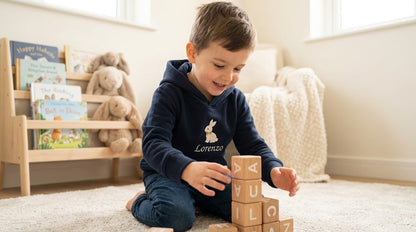 Felpa personalizzata con il nome del bambino – Fiocco